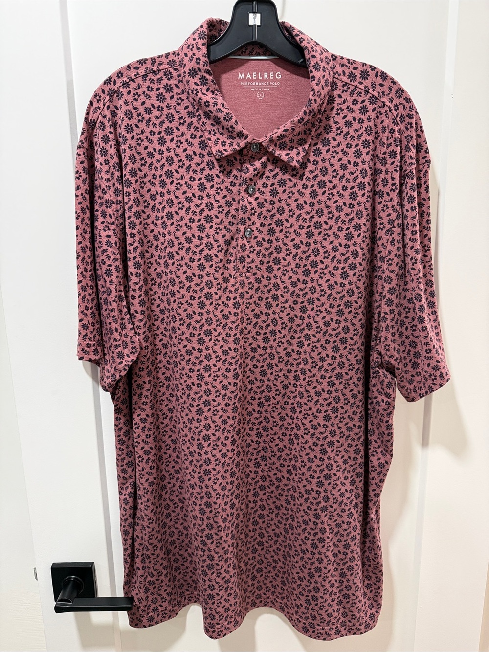Maelreg Men’s Dusty Rose Floral Polo Shirt - 2XL